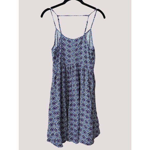Express Purple Geometric Printed Sleeveless Sundress Small Spaghetti Straps Rayo - Picture 2 of 8